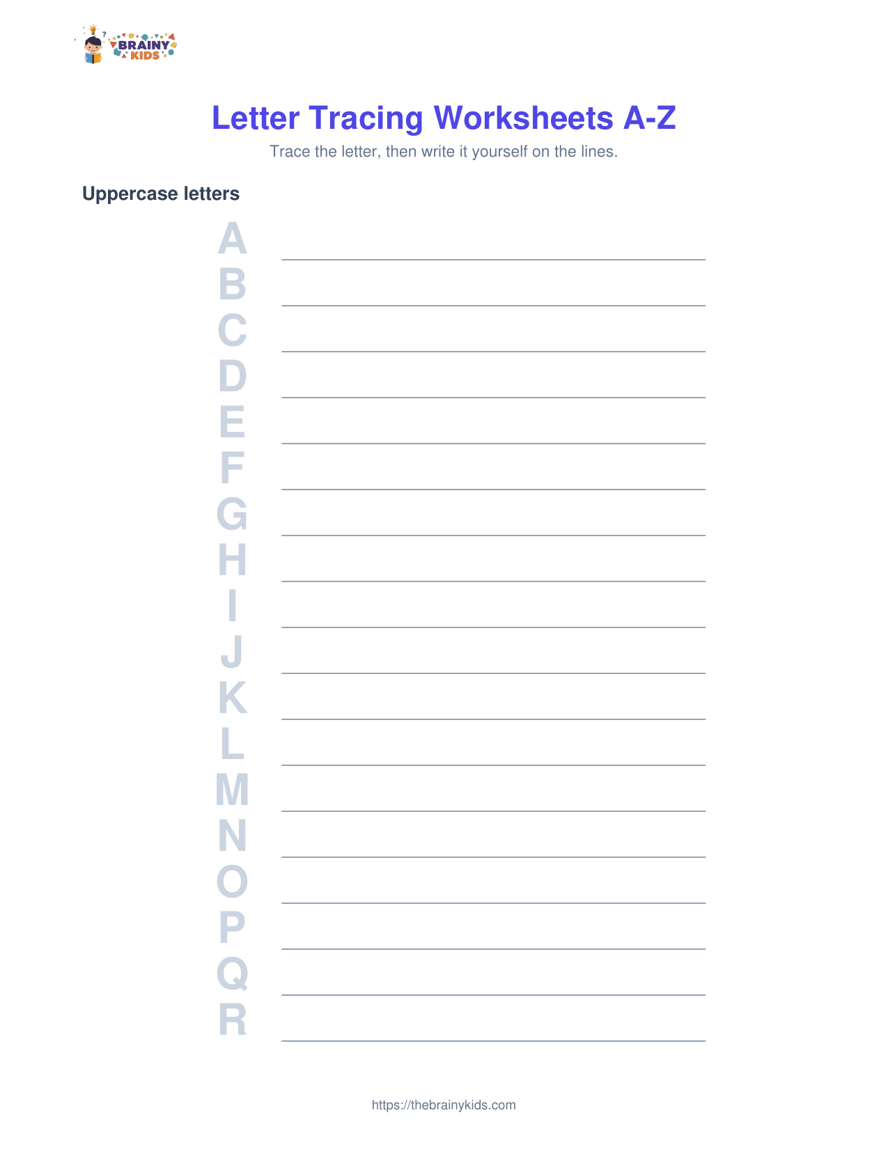 Letter Tracing Worksheets A-Z