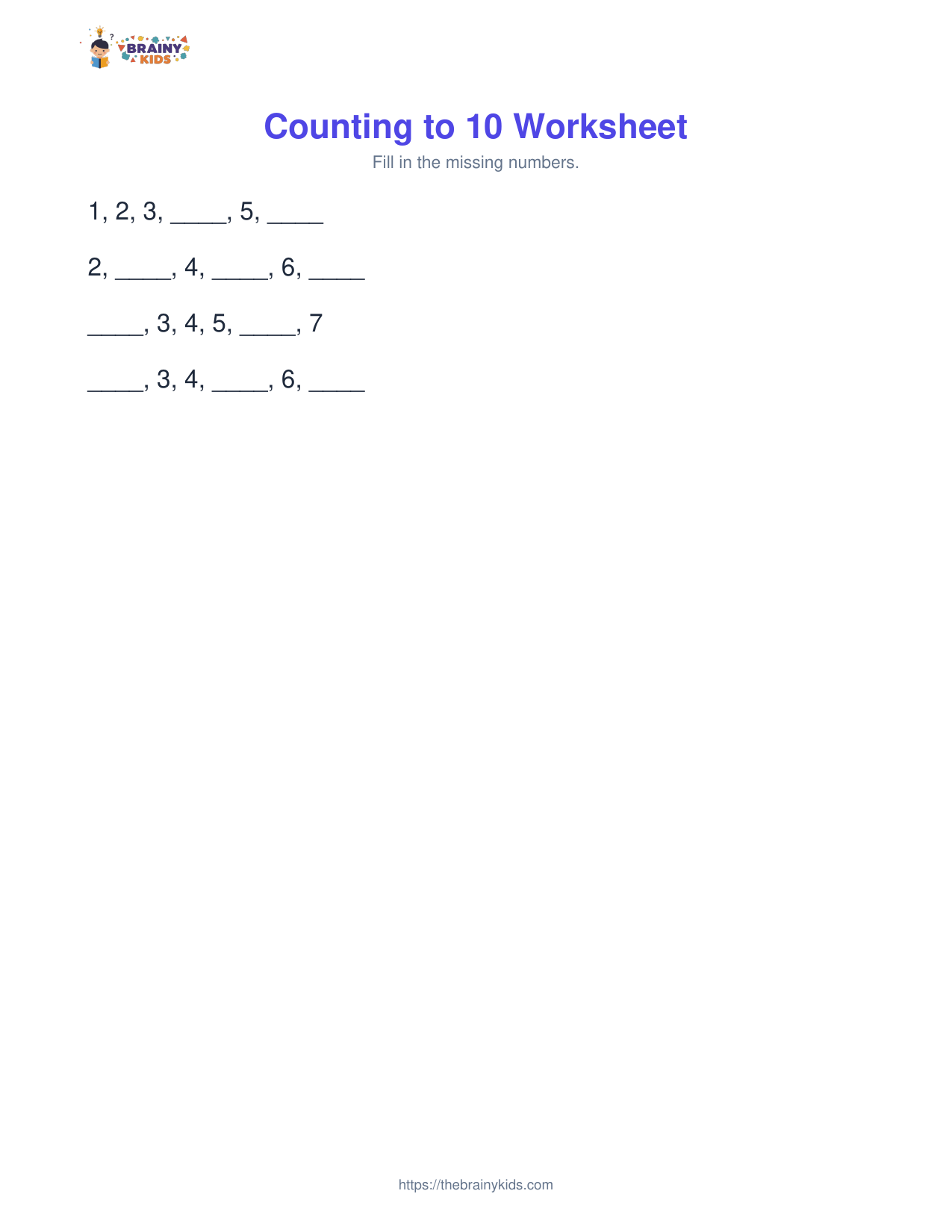 Counting to 10 Worksheet