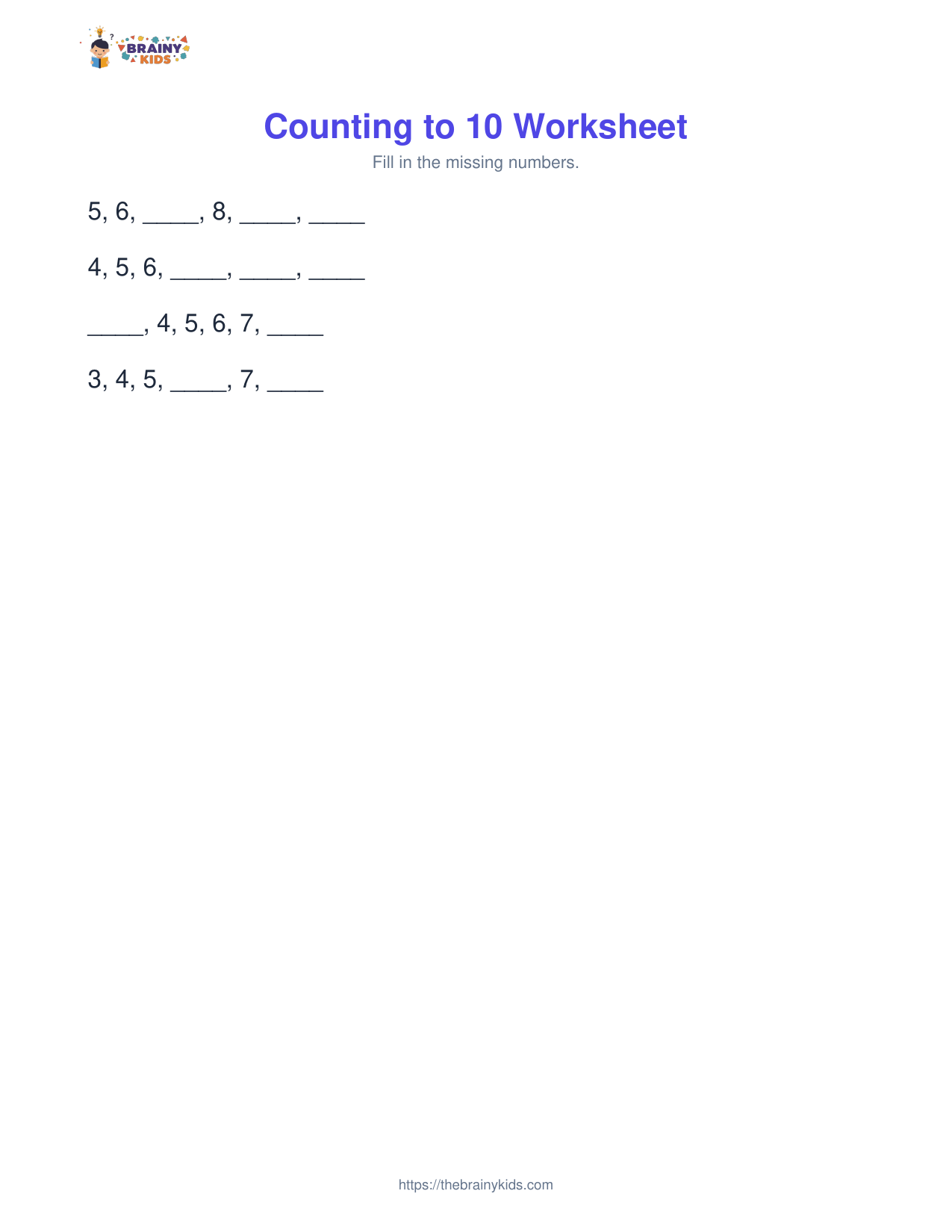 Counting to 10 Worksheet