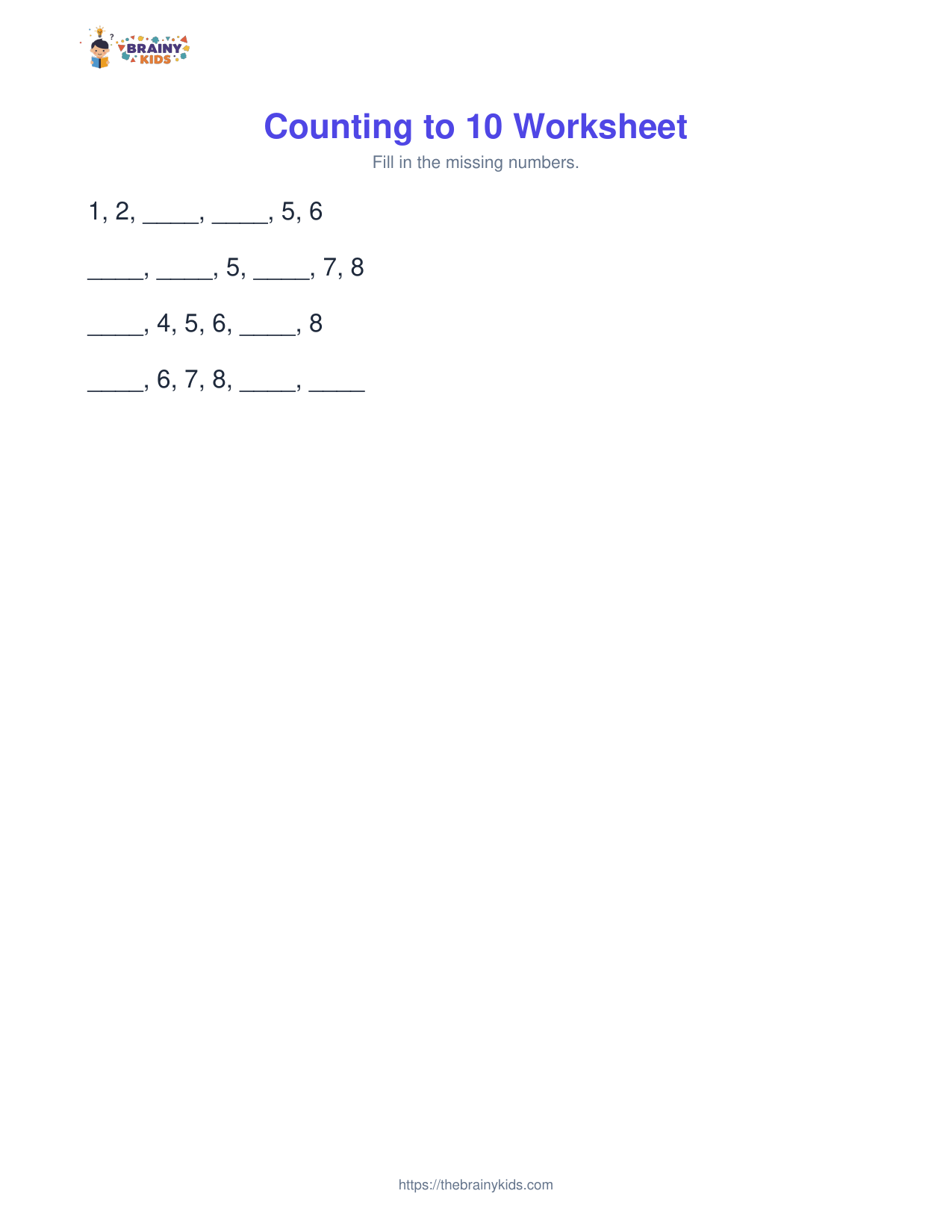 Counting to 10 Worksheet