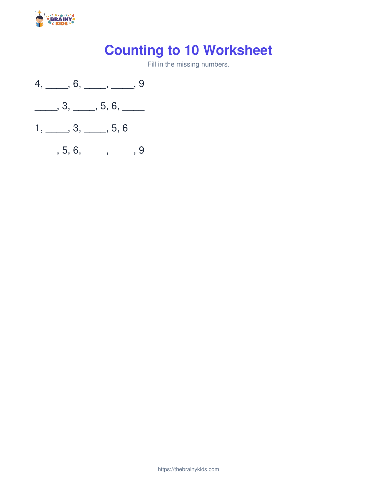 Counting to 10 Worksheet