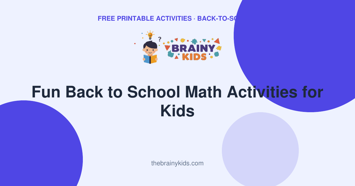 Fun Back to School Math Activities for Kids
